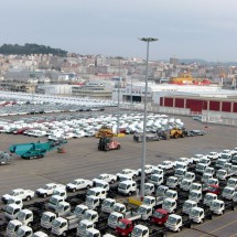 The port of Vigo - a lot of brandnew cars. The city is in the background